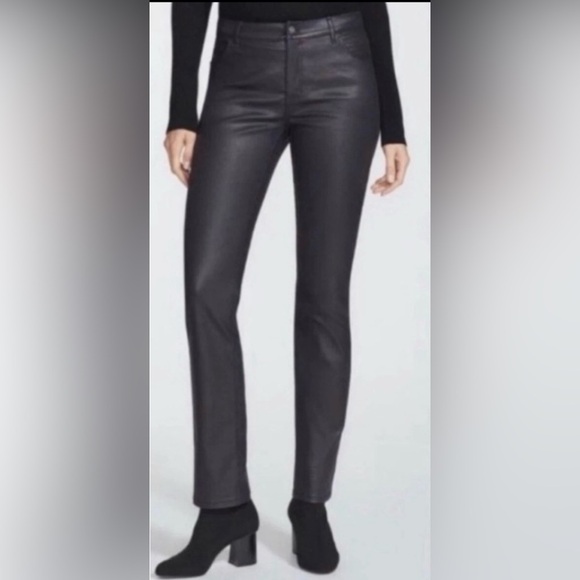 LAFAYETTE 148 NEW YORK WAXED DENIM THOMPSON BLACK JEANS US 0 SLIM LEG SILHOUETTE - Picture 2 of 10